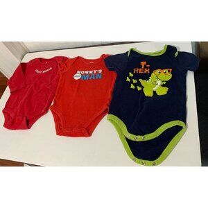 Lot of 3 Bodysuit Boys infant Baby Siz 6 months red blue Baby Gap Long SLeeve Fi